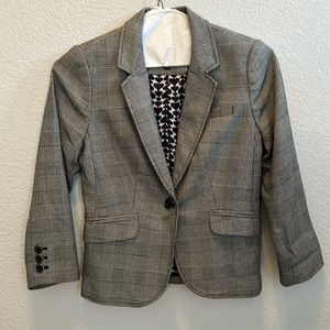 The Limited plaid black and white blazer. Inside liner in black spade design.